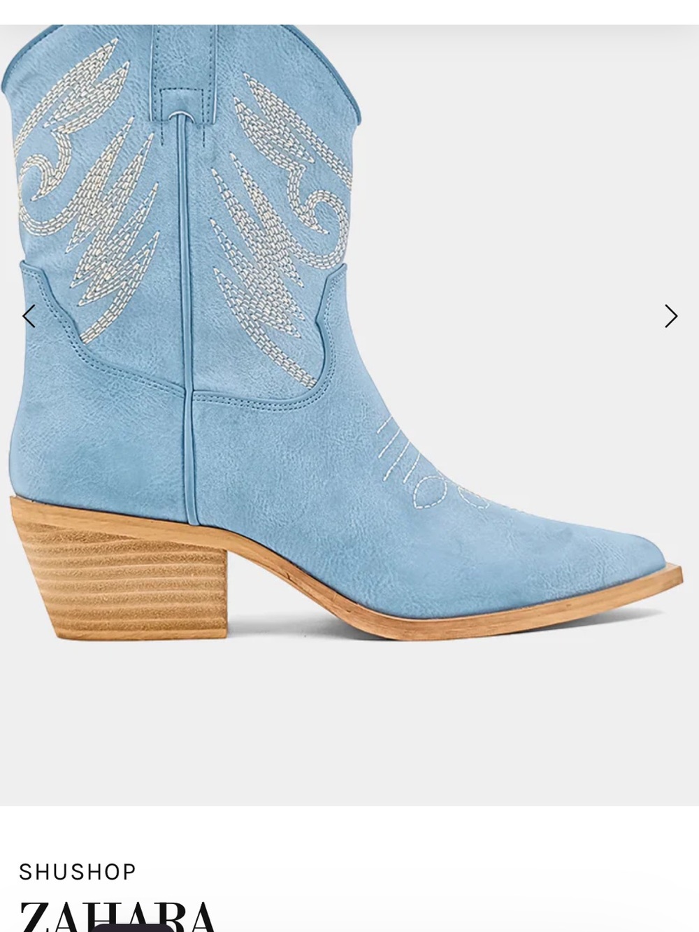 ShuShop Zahara Stunning Blue Western Cowboy Boots Thick Heel! Size 9 Like New - Picture 9 of 9